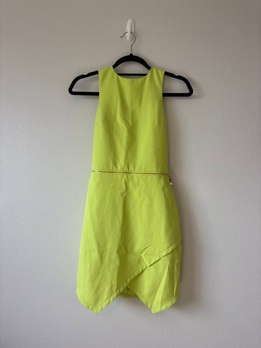 Naven Neon Yellow Zip-Front Mini Dress - Size S